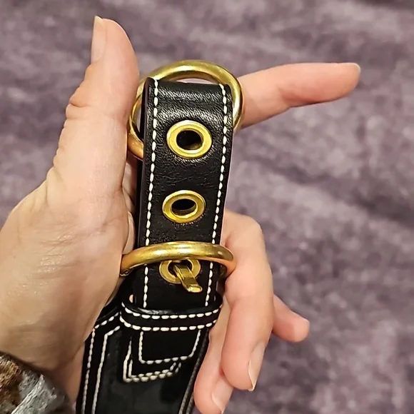 NWT Coach black signature inset belt brass size Small - Picture 7 of 10